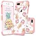 GUAGUA iPhone 7 Plus Case iPhone 8 Plus Case Colorful Pineapple Slim Hybrid Hard PC Soft Silicone Anti-Slip Shockproof Protective Case for iPhone 7 Plus/8 Plus Case for Girls&Women Rose Gold White