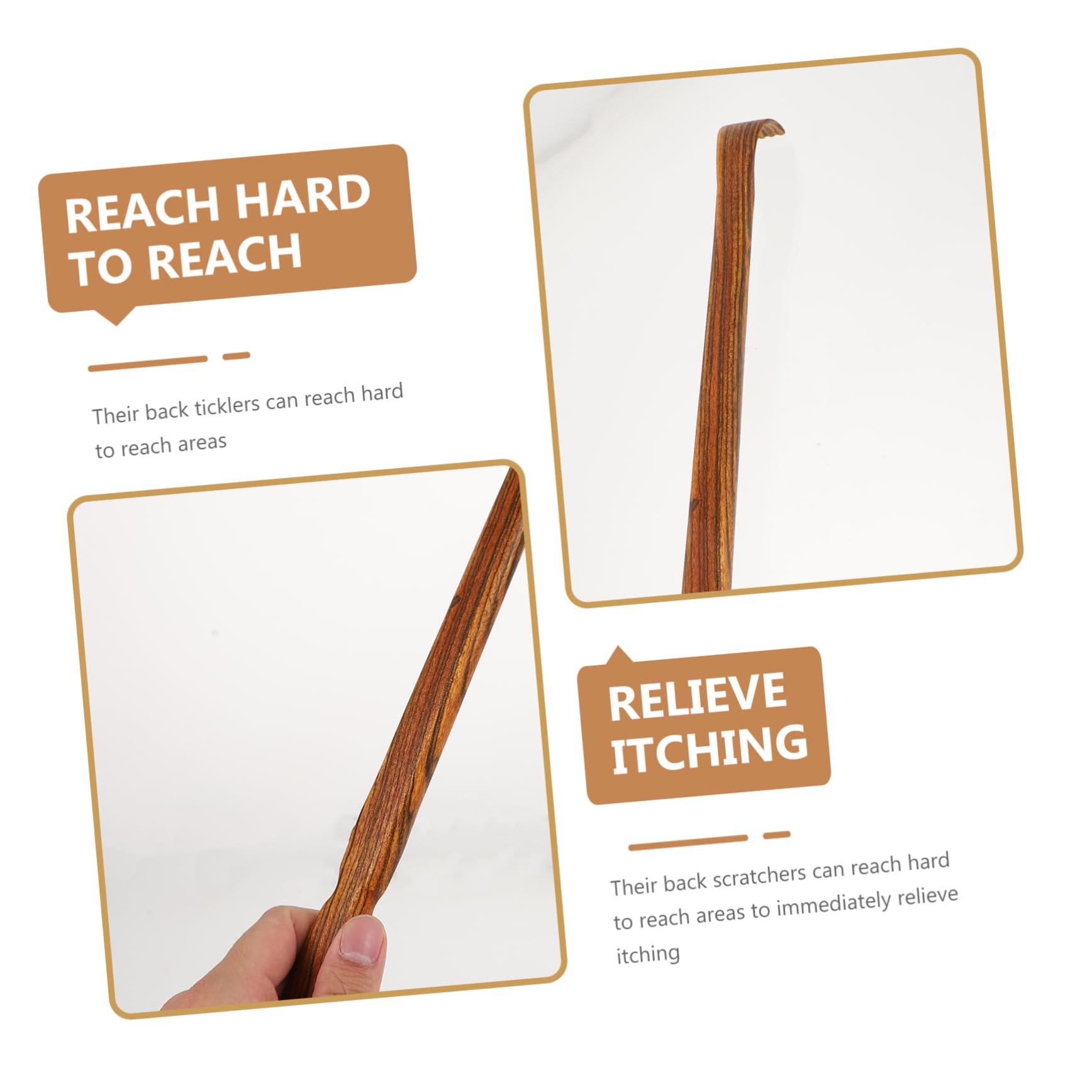 SHERCHPRY 3 Piezas cosquillas rascador de espalda extensible masaje muscular raspador dedos masajeador de palmadas en la espalda conveniente rascador Sándalo Brown