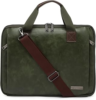 Leather Office Laptop Bags for Men & Women, Stylish, Slim, Briefcase, Messenger Bags | Fits 13",14", 15.6" Macbook Laptops, Birthday Gift for Husband/Father, Valentine Gifts for Boyfriend