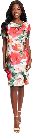 London Times Womens London Times Womens Dresses Polished Sheath Dress with Bow Detail Career Office Event Occasion Guest of