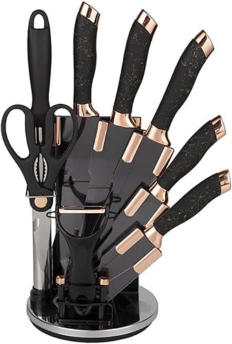 Miniatura 6 de Juego de 8 cuchillos de cocina, cuchillos de chef, cuchillos de pan, cuchillos de carne, proceso de martillo, mango ergonómico de acero inoxidable