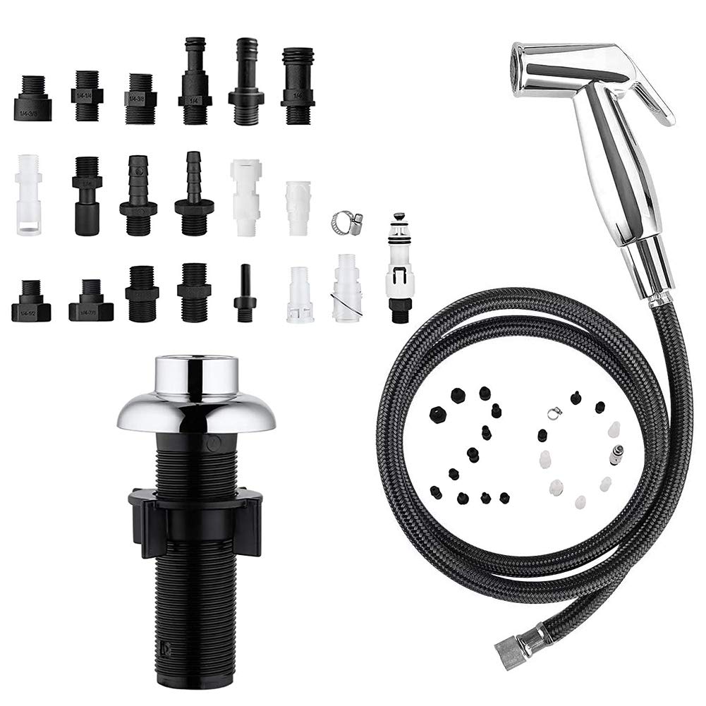 Kitchen Sink Sprayer Head Replacement - Houtingmaan Kitchen Sprayer,Side Sprayer for Kitchen Sink, Sink Sprayer head with Hose and Holder, Chrome