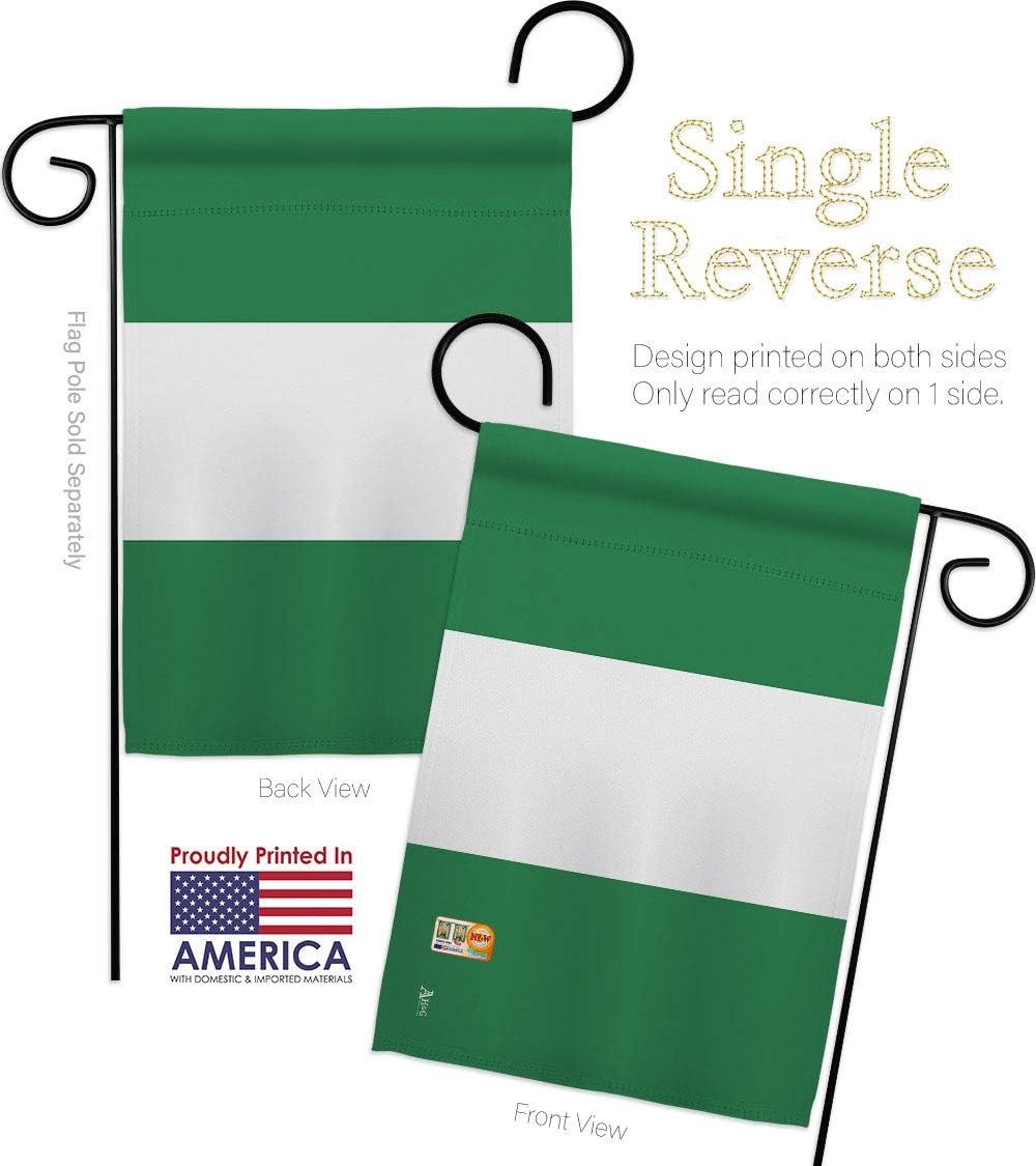 Nigeria Garden Flag Set with Stand Regional Nationality Nation International World Country Particular Area Small Decorative Gift Yard House Banner Made In USA 13 X 18.5