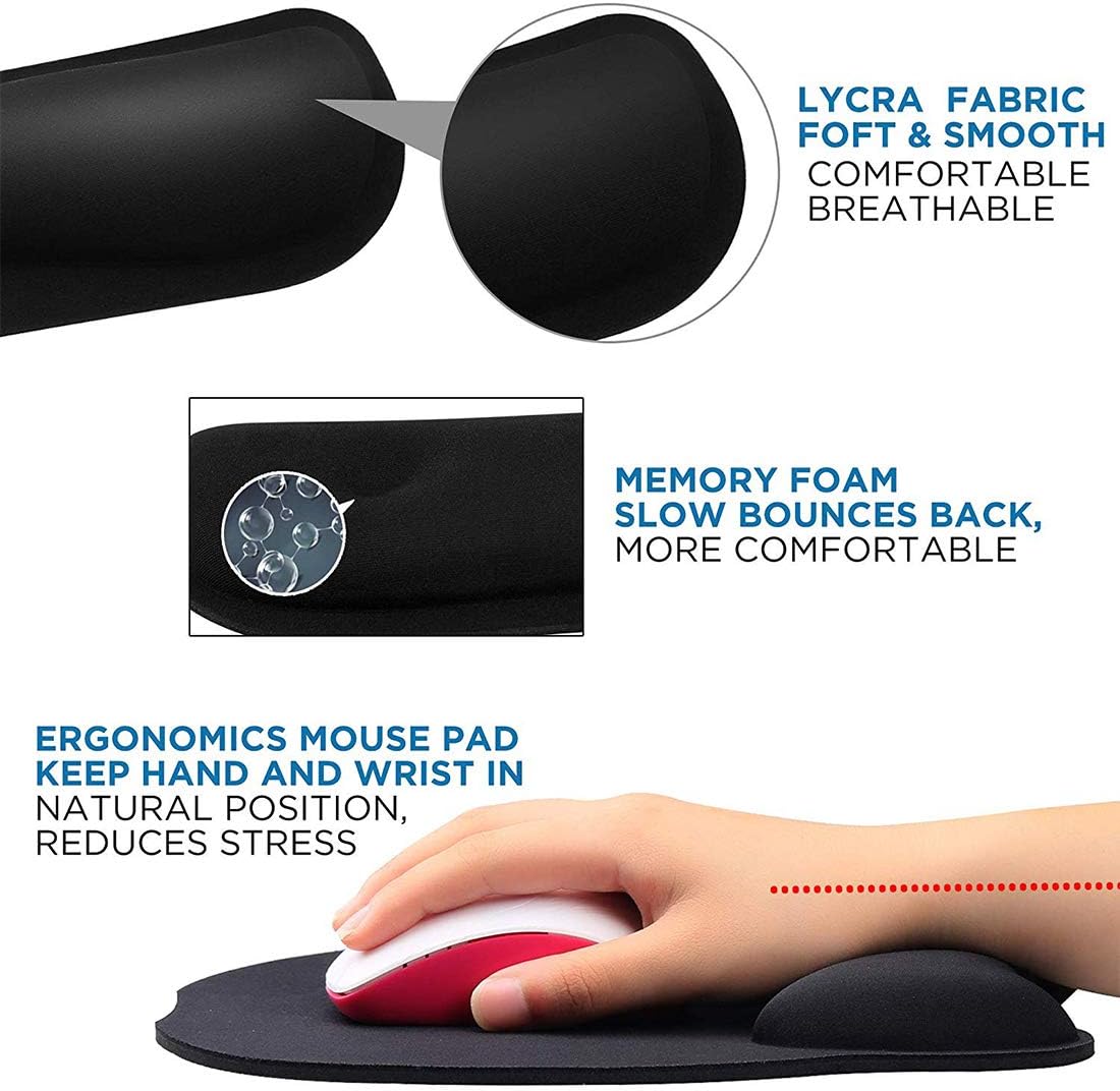 Rabbitstorm Mouse Pad with Wrist Support, Memory Foam Ergonomic Wrist Pad with Wrist Rest - Pain Relief, Comfortable Computer Mouse Pad for Computer Laptop Gaming Office School Home
