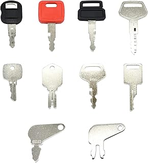 MEISO 10 Pcs Ignition Keys Heavy Equipment/Construction Set for Bobcat Case Caterpillar John Deere Hyster Forklift Cuisiniere Enfant Cat Key Equipment Keys