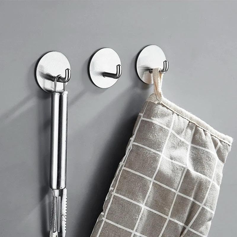 Oslen 4 PS Self Adhesive Stainless Steel Hooks Heavy Duty Shower Hook Waterproof, Black Stick on Hooks for Hanging Coat/Hat/Towel Robe Clothes,(Without Drilling - CROME Finish) (B0DDCHCBXJ) Amazon Price History, Amazon Price Tracker