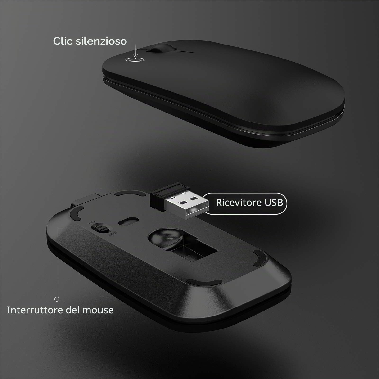 seenda Set tastiera e mouse wireless, ultra sottile e alluminio, QWERTZ
