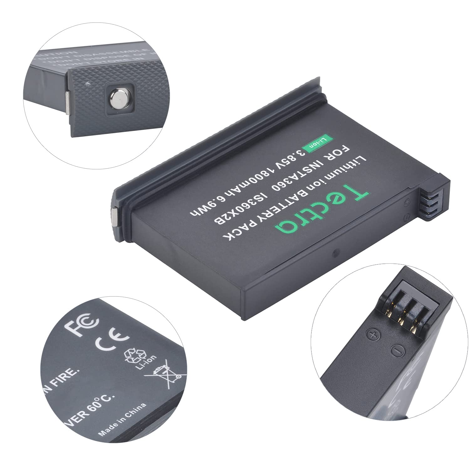 Batería de 1800 mAh y cargador dual compatible con cámara Insta360 ONE X2 ONLY (no resistente al agua) 2