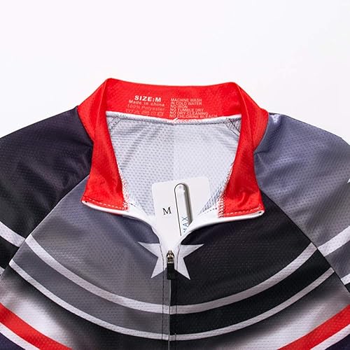 Miniatura 3 de Hombres Ciclismo Jersey USA Bicicletas Camisas Manga Larga Bicicleta Jersey Cremallera Completa