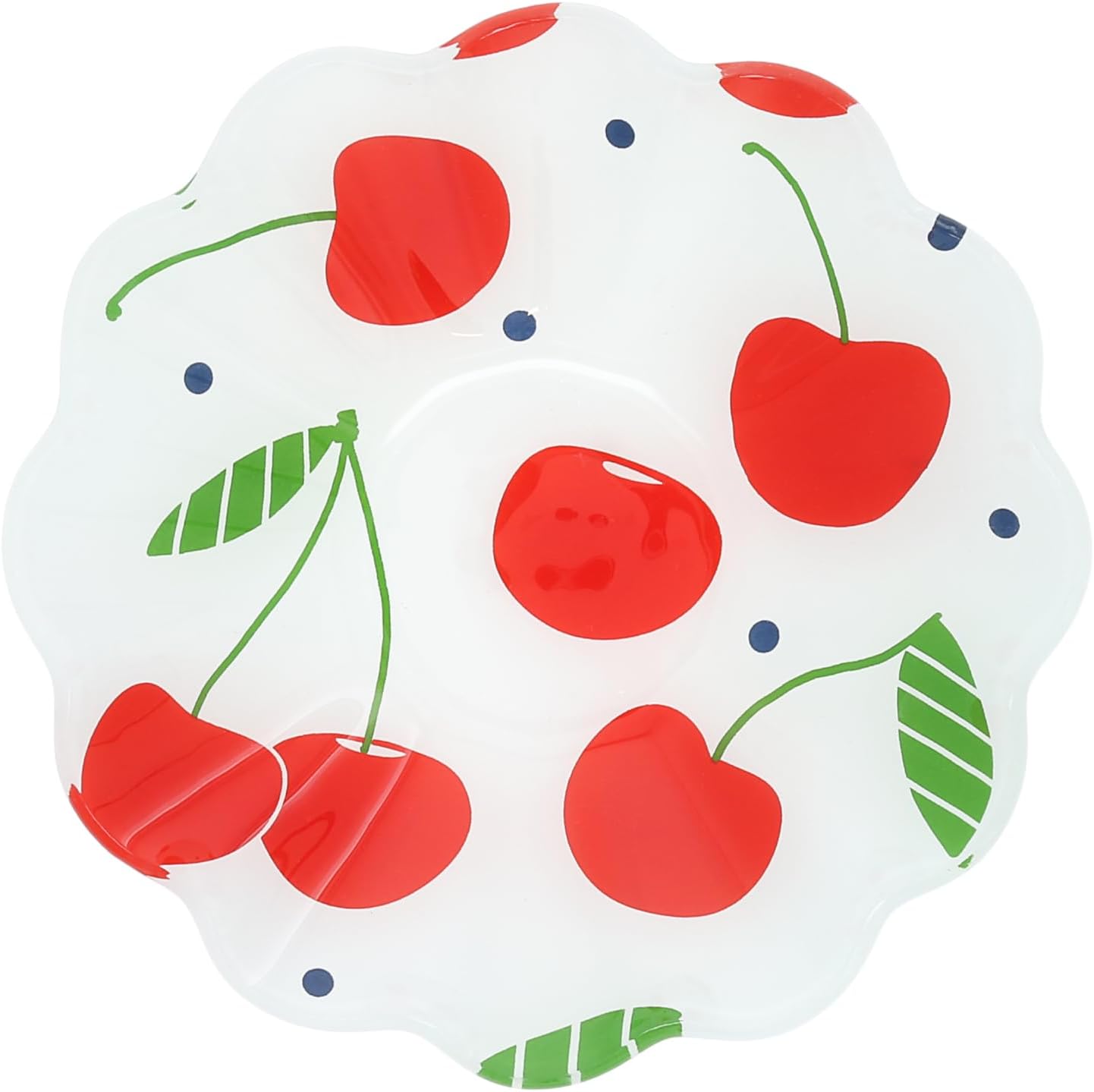 Pavilion Gift Company - Cherries - 6" Waved Edge Glass Serving 10 Oz Bowl Vintage Red Kitchen Decor Summer Serveware