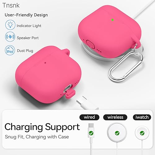 Miniatura 107 de Funda para AirPods 4, color rosa con kit de limpieza, funda de silicona suave para Airpod 4, compatible con Apple Airpods de 4ª generación 2024,
