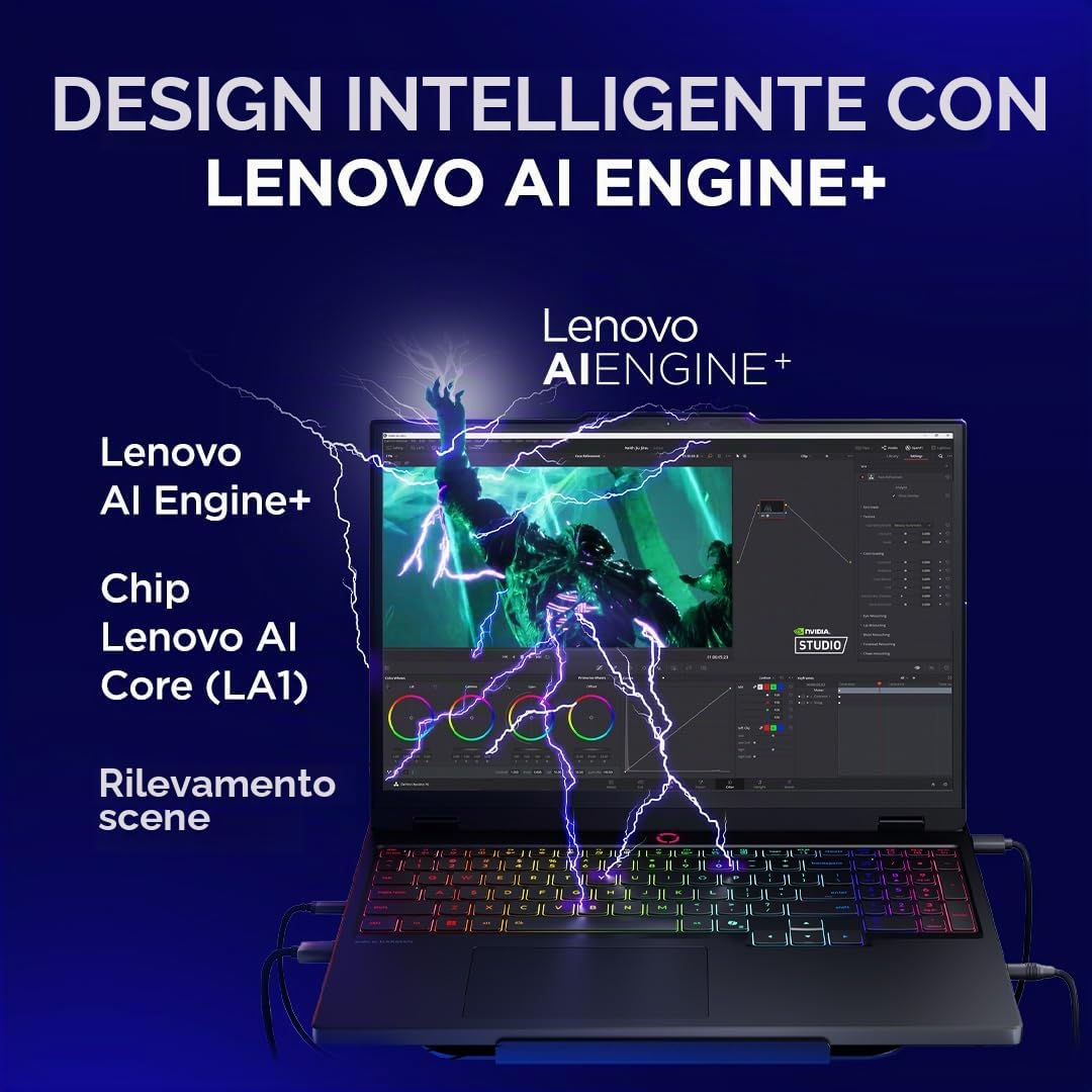 Lenovo Legion 5 Gen 10 Gaming Laptop IA 15,1 pollici WQXGA OLED (Intel Core i7-13650HX, NVIDIA GeForce RTX 5070, 32 GB RAM, SSD 1TB, Wi-Fi 7, senza sistema operativo), tastiera RGB spagnola nera