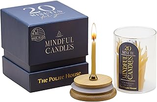 20-Minute USA Beeswax Candles Set of 20 - Made in USA - Christian Gifts for Women Unique Gifts for Women for Prayer, Mindfulness, Meditation Accessories, Mini Taper Candle Set from The Polite House