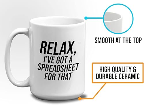 Miniatura 5 de Taza de café contable de 15 onzas, color blanco, Relax, I've Got A Spreadsheet - Contabilidad Crédito Deuda Excel Auditor Oficina Compañero de