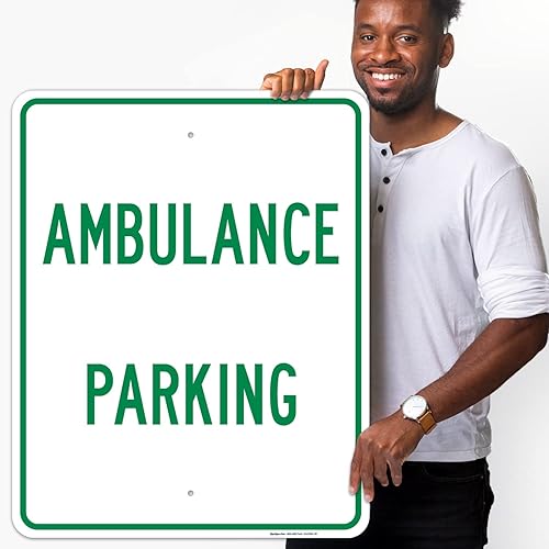 Miniatura 10 de Señal de estacionamiento para ambulancia, 12 x 18 pulgadas, 3M EGP reflectante aluminio .063, resistente a la decoloración, fabricado en Estados