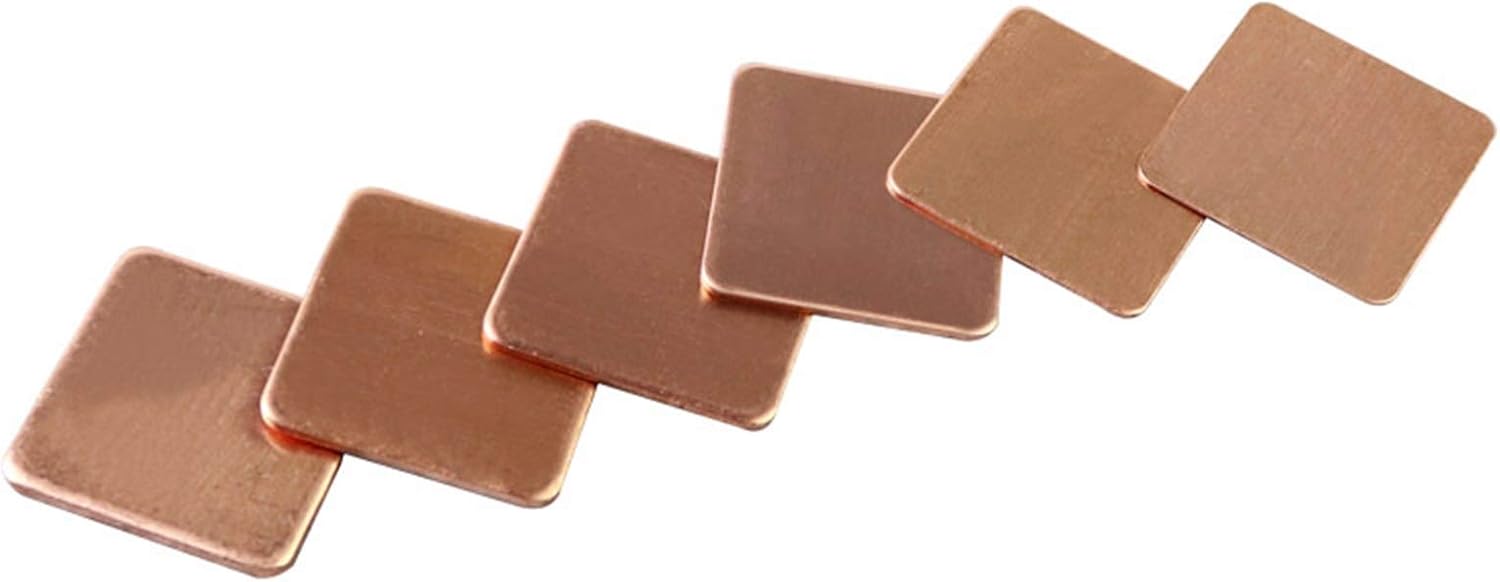 GERRIT Copper Sheet Metal 0.3mm/0.5mm/0.8mm/1.0mm Laptop Copper Sheet Plate Strip Shim Thermal Pad Heatsink Sheet 10Pcs, Pure and Quality (Color : 20x20x1mm) (Color : 15x15x1.2mm)