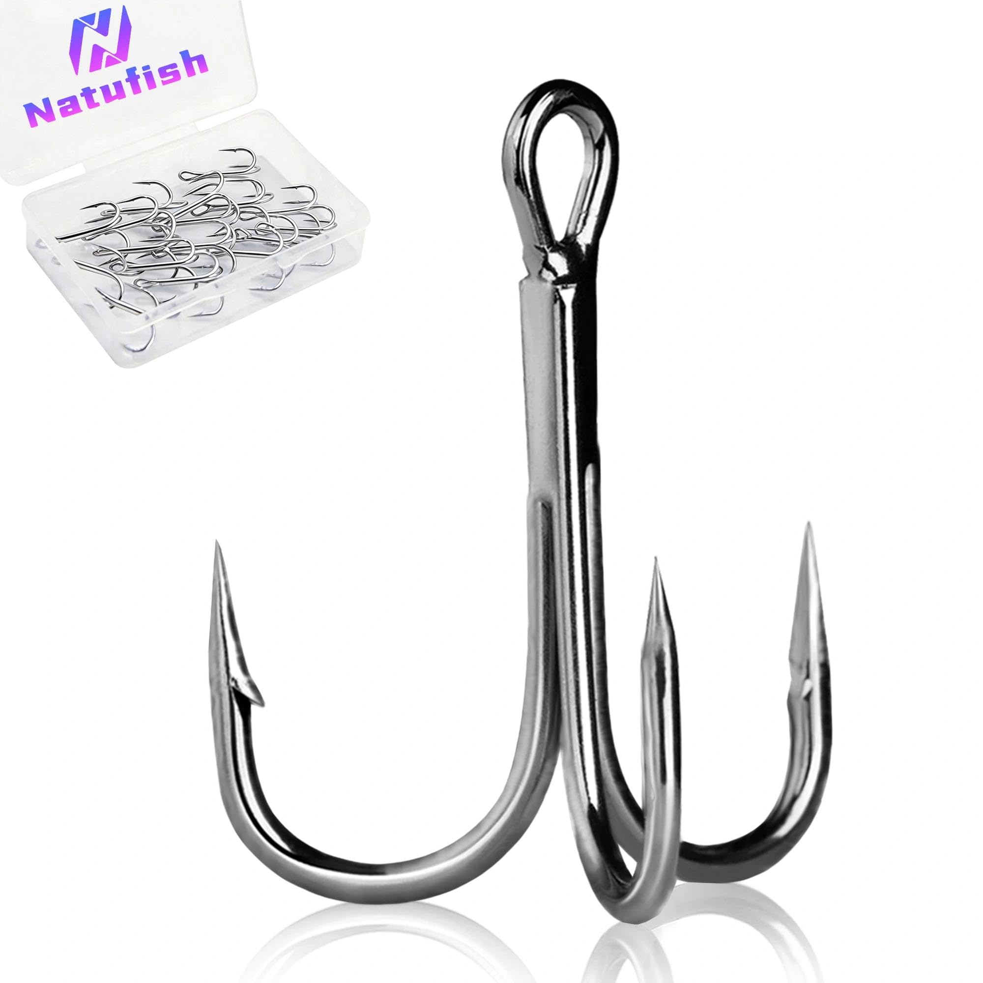 Treble Fishing Hooks 4X Strong 10/25/50Pcs Triple Hooks Sharp Barbed/High Carbon Steel/Round Bend for Lures Freshwater Saltwater
