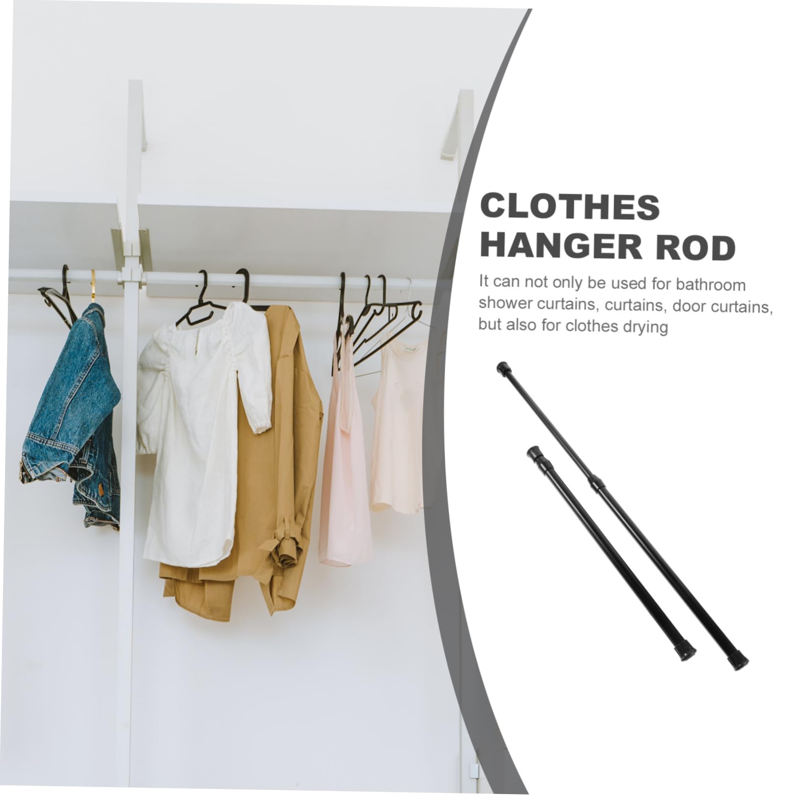 Ciieeo 2pcs Telescopic Curtain Rods Metal Shower and Clothes Drying Rods No Drill Installation for Bathroom Door and Wardrobe Use