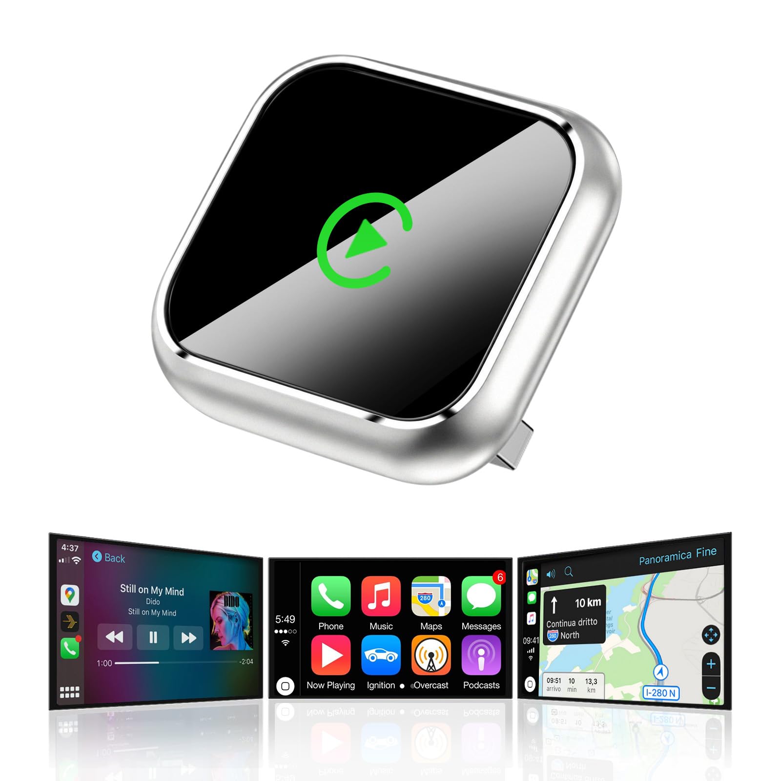 Wireless CarPlay Adapter mit GPS und Navigationsunterstützung für Fahrzeuge ab 2016, 5GHz WiFi, Auto-Connect, Niedrige Latenz, OTA-Updates