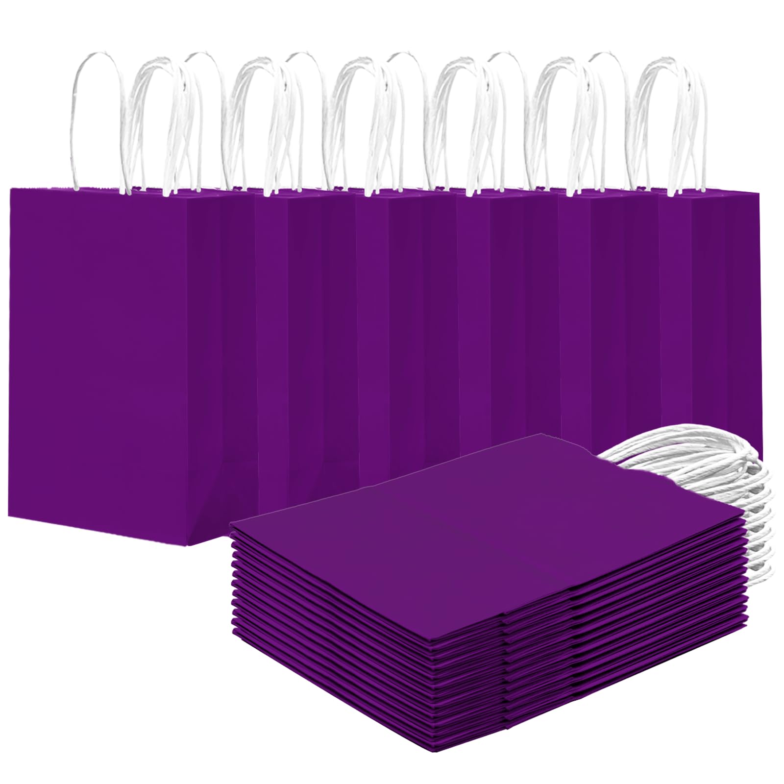 Gcardist 24PCS Small Gift Bag with Handles Bulk 8.3"x6"x3" Gift Bags Lotus Purple Bags Multiple Uses (15x8x21cm,Small Size)