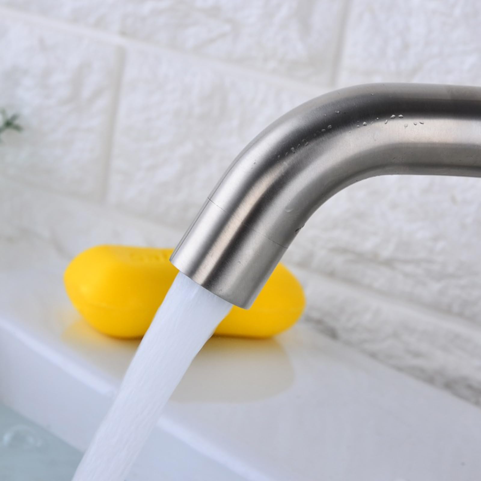 Grifo Monomando para Baño, Grifos De Lavabo Alto De 1 Orificio con Agua Caliente Y Fría, Grifo De Lavabo Alto De Acero Inoxidable Cepillado, Cepillado B(Brushed B)