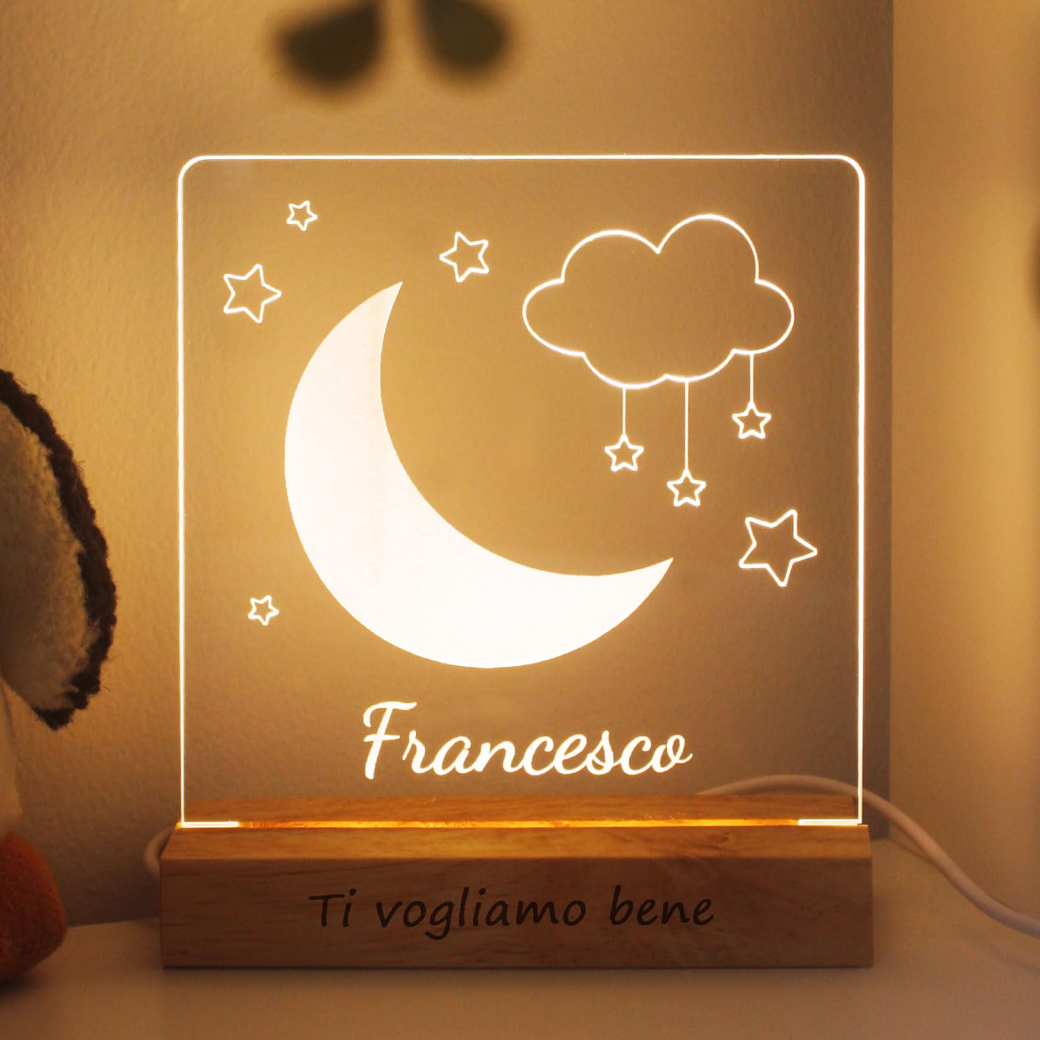 LASERO' Lampara Personalizada Bebe con Nombre - Regalo Recien Nacido Niño Regalos Personalizados Bautizo Niña Originales