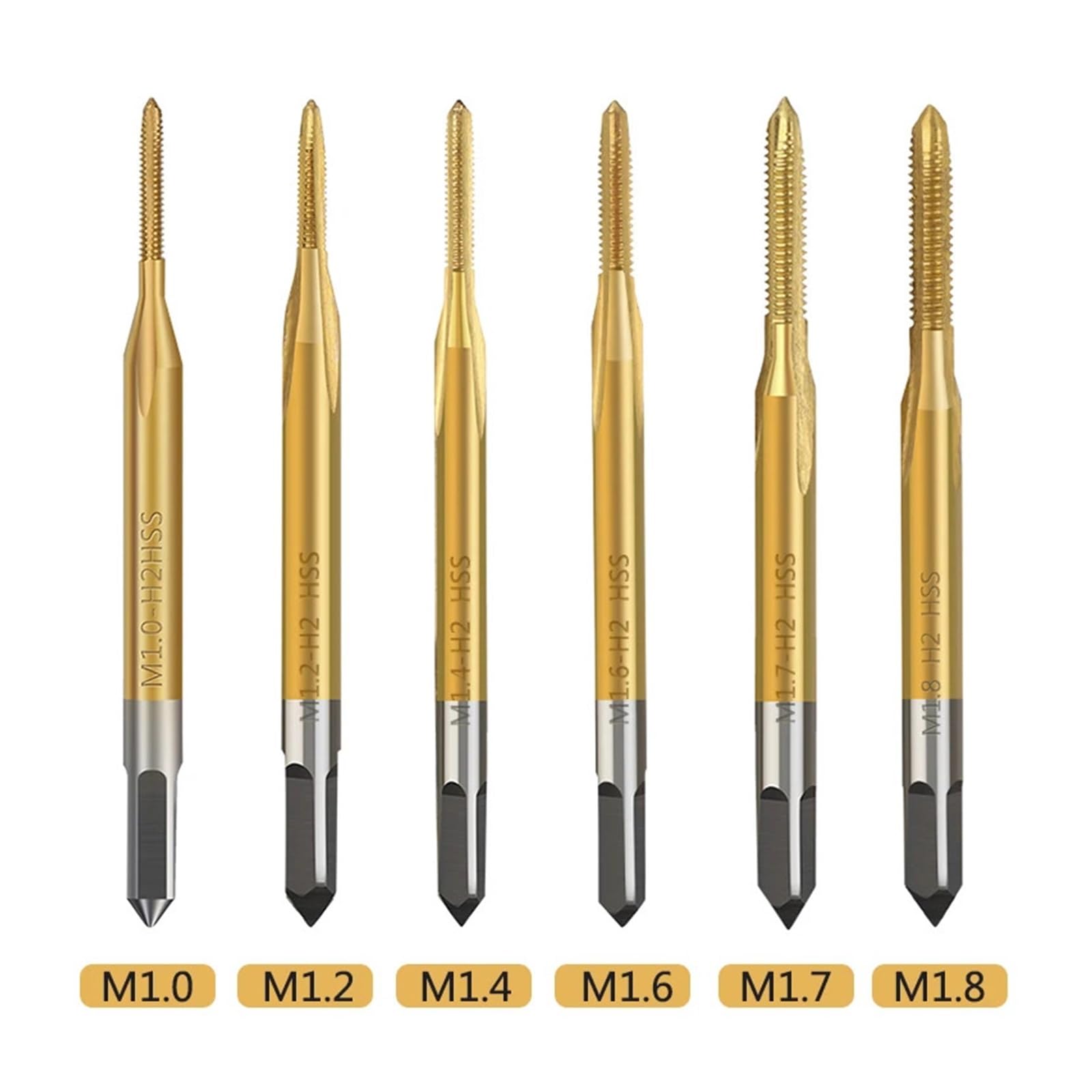 Rosca Macho M1 .2 .4 M 1.6 .7 .8 Máquina for tornillos Recubrimiento de titanio Taladro for agujeros metal Broca acero(6pcs Machine Tap)
