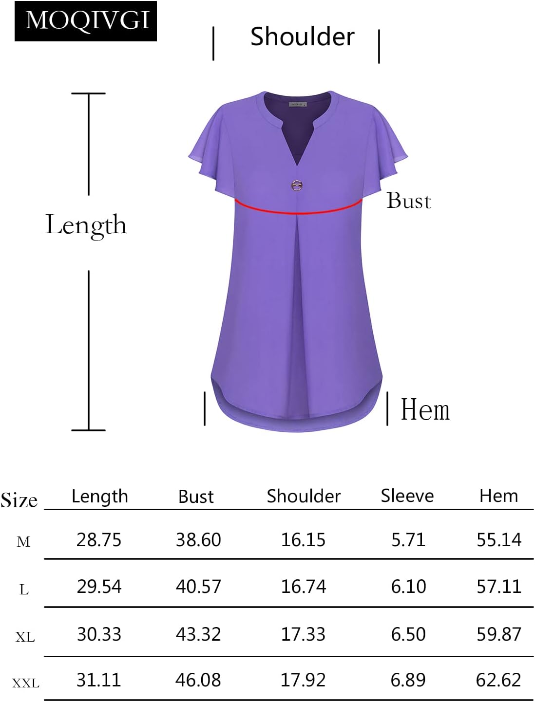 MOQIVGI レディース トレンディ カジュアル フラッター スリーブ Vネック シフォン ブラウス トップス