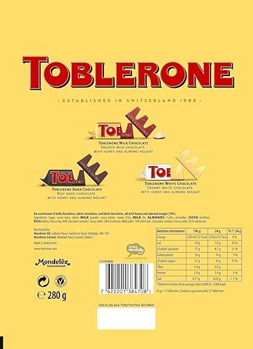 Miniatura 4 de Toblerone Tiny Leche, chocolate blanco y negro 9.88 oz bolsa