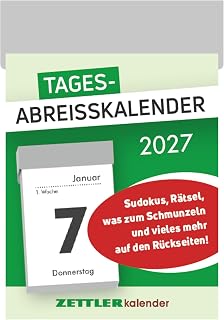 Daily Tear-off Calendar S 2027: Tear-Off Calendar 4 x 6 cm, 1 Day per Page with Sudoku, Recipes, Puzzles & Tips on the Back Pages