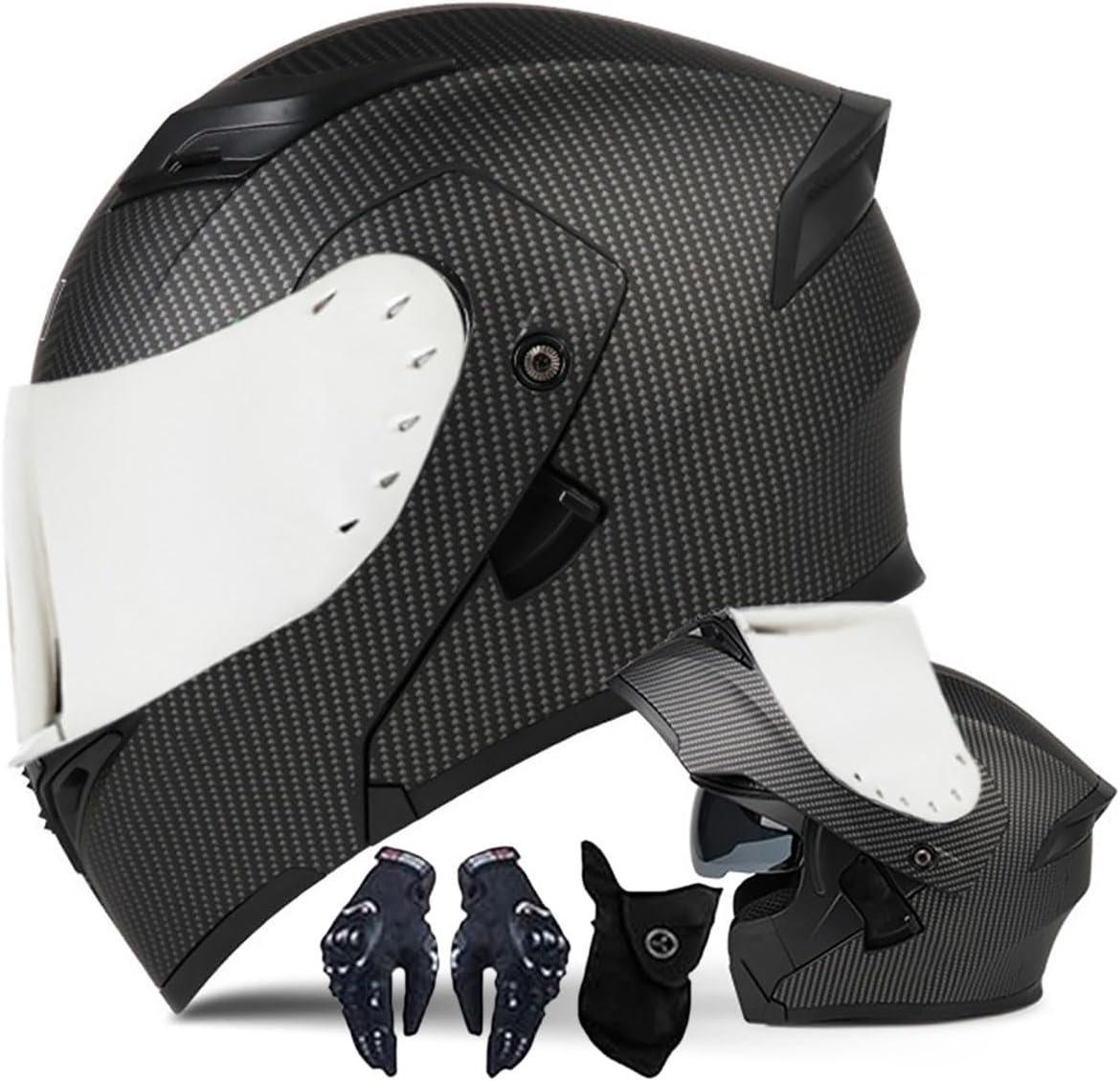 Motorcycle Helmet Full Face Helmet Flip-Up Helmet with Double Sun Visor Motorcycle Men Women Modular Helmet for Adults Moped Street Scooter Bike Cruiser ECE Approved 57-64 cm
