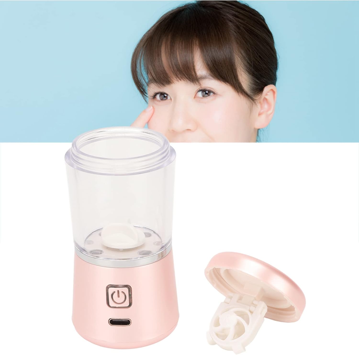 Contact Lens Cleaner Machin with USB Charger, Small Automatic Contact Cleaner Machine, for Soft Lens Hard and Soft Lens Contact Lens Colored Lens, for Daily Care Fast Cleaning (Pink)(Rosa)