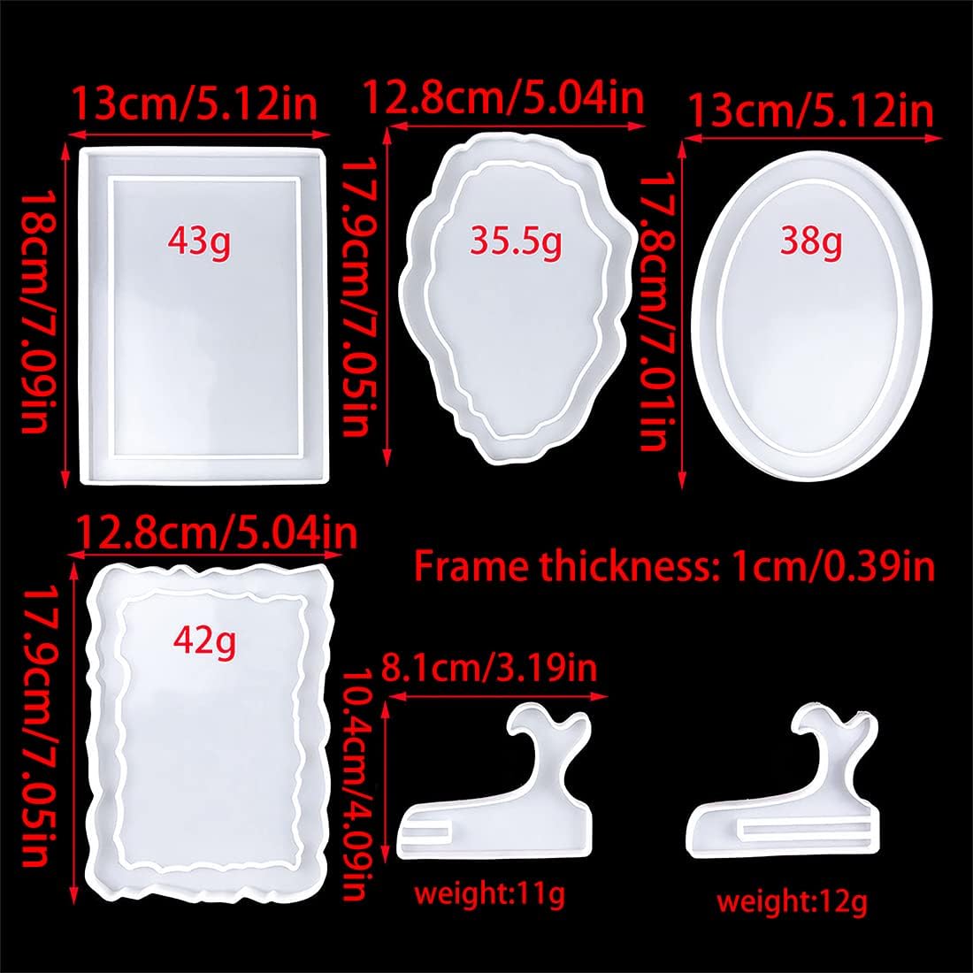 6PCS Photo Frame Silicone Mold Kit, Oval Square Photo Frame Stand resin Molds Picture Frame Epoxy Resin Molds for Photo Display Household