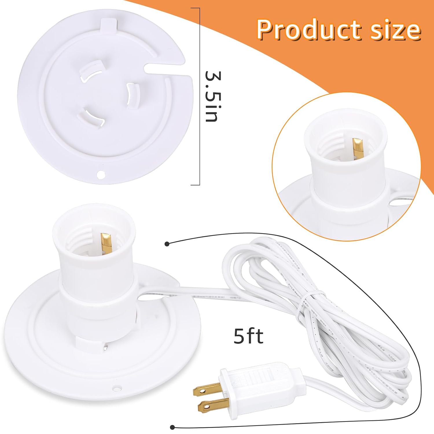 2 Set Blow Mold Light Kit Replacement,E26 E27 Blow Mold Lights Cord,5 Ft | E27/E26 Blow Mold Light Kit for MB48 with Fuse Plug for Halloween ,Christmas,Salt Lamp,Festival Lighting Decorations