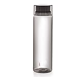 CELLO H2O Round Unbreakable Plastic Water Bottle Premium Edition | Lid is sealed by a silicone ring | Leak proof & break-proof | 1 Liter | Grey, Set of 1