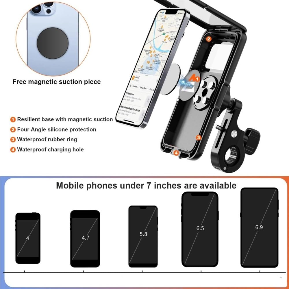 Supporto Telefono Moto Elettrico 360° Rotazione Per Smartphone 4-6.9 Pollici Supporto Bici Impermeabile