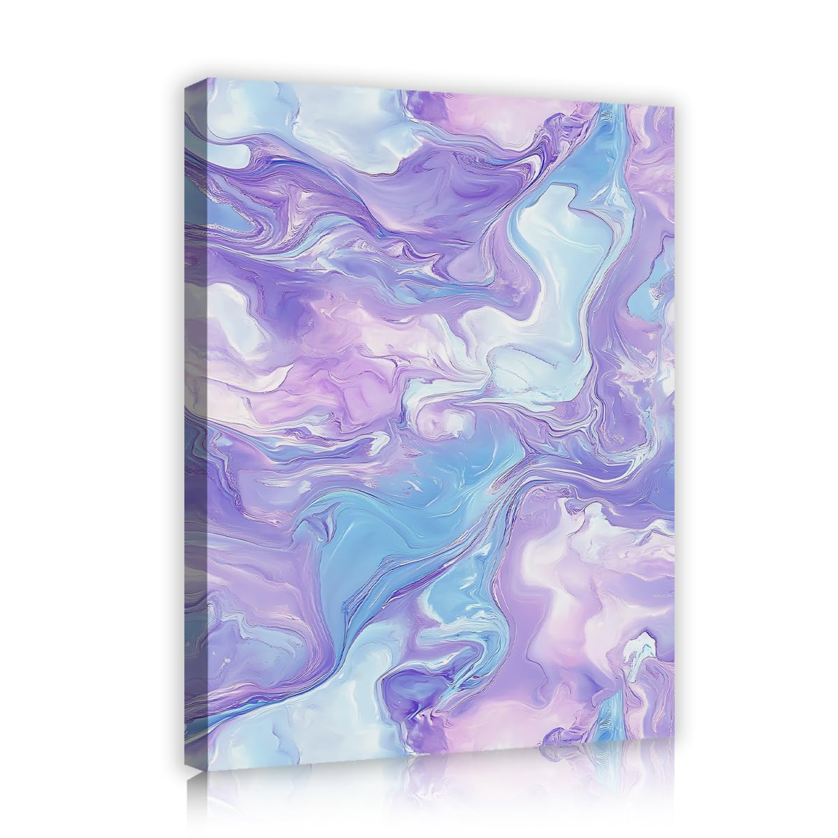 TOANGWALL Aesthetic Purple Blue Canvas Wall Art Fluid Ink Abstract Painting Marble Texture Liquid Veins Graphic Illustration Poster Pictures for Living Room Corridor Decor 80x95cm