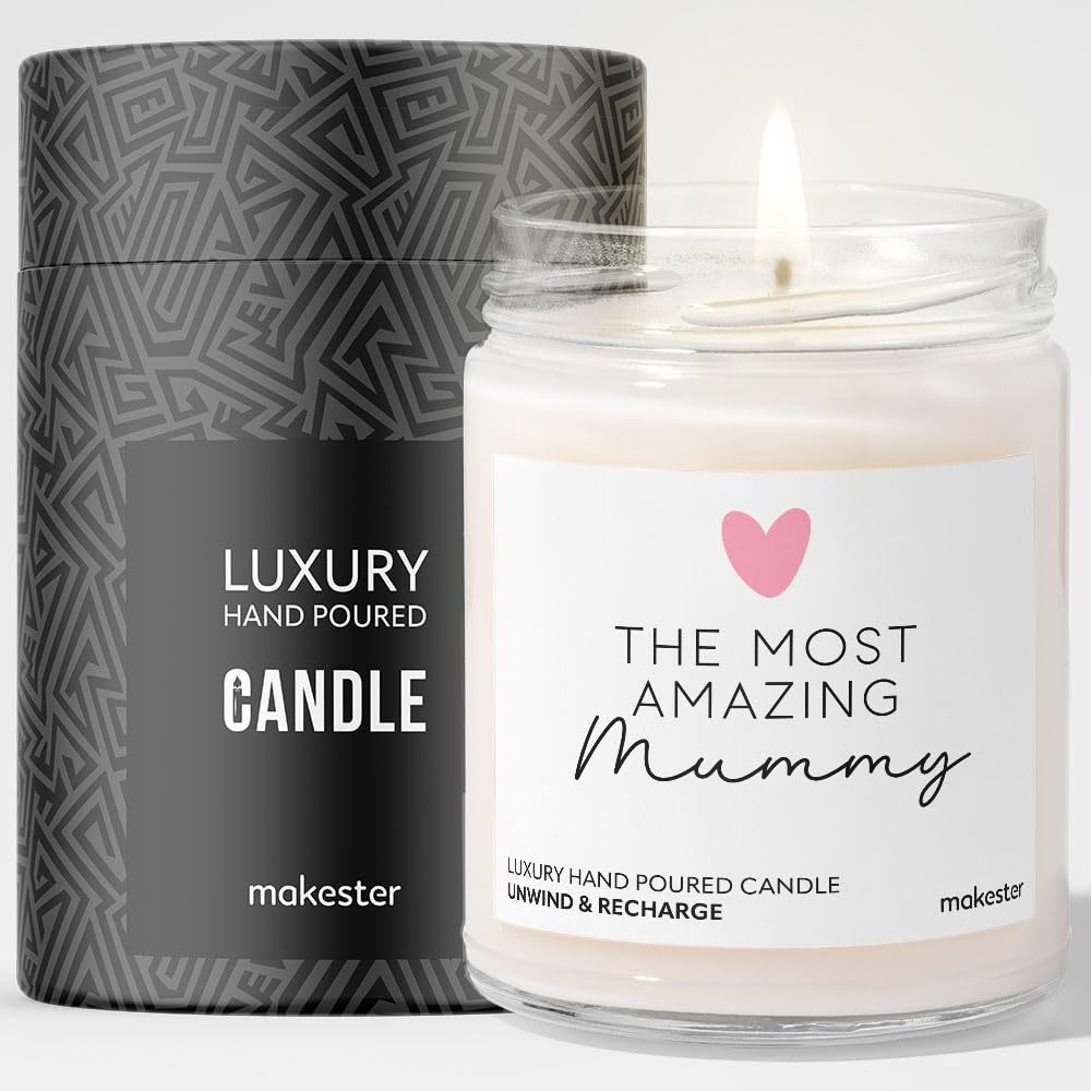 Makester Women's White Amazing Mummy Scented Candle - Mothers Day Gifts For Mum From Daughter Son, Soy Wax Birthday Presents For Stepmum, Wife,