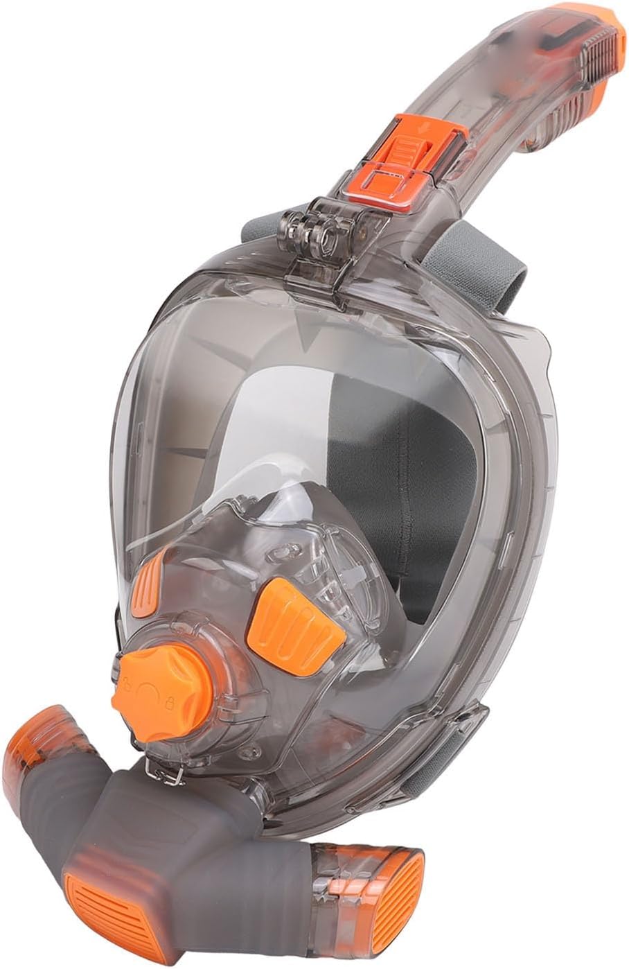 Oumefar Snorkel Goggles, Adjustable Strap PC and Silicone Snorkeling Gear Foldable Breathing Tube Orange Gray 180 Degree Panoramic View Leakproof for Diving