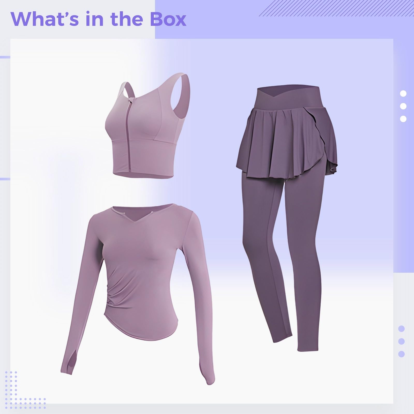 Set da allenamento da donna, 3 pezzi, per yoga, da donna, top senza maniche e maniche lunghe, XXL per 61-68 kg, misto poliestere traspirante