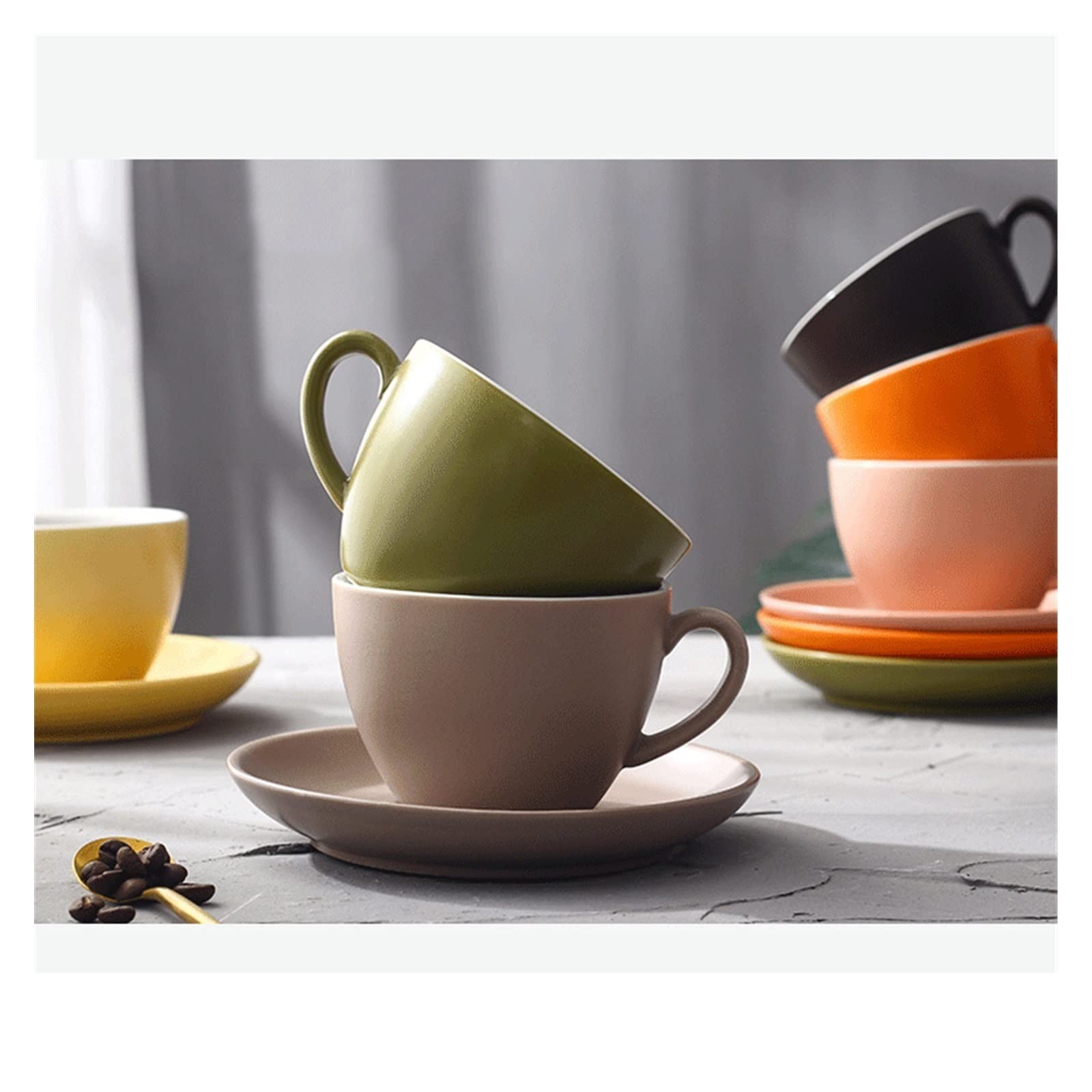 Dom 310 ml wielokolorowy ceramiczny kubek do kawy o dużej pojemności znak domowy biuro picie herbaty dekoracja (zielony)