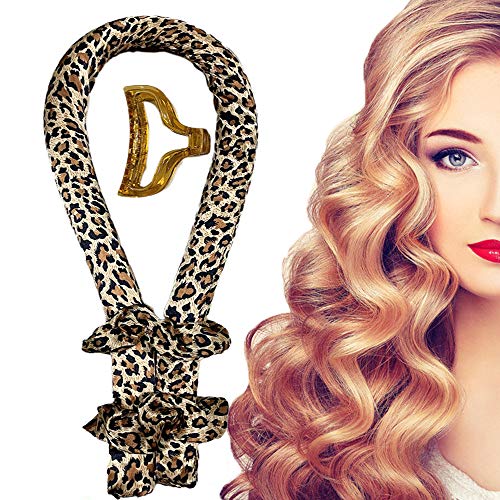 Heatless Hair Curlers for Long Hair,No Heat Hair Rollers,Heatless Curling Rod Headband Silk,Heatless Curls Curling Ribbon Lazy Curler Hair Styling Rollers Tools for Women Girls (Leopard A)