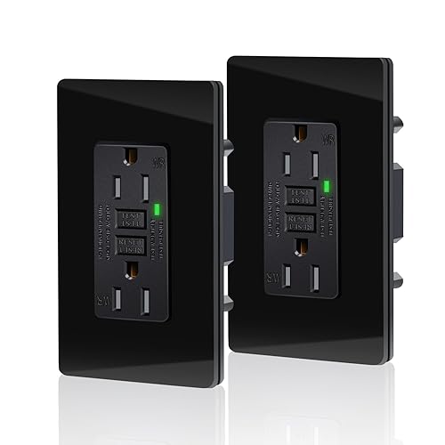 Miniatura 21 de Salida GFCI negra de 15 amperios, toma eléctrica KCMYTONER GFI, salida de receptáculo de falla de tierra resistente a la intemperie, 125 voltios,