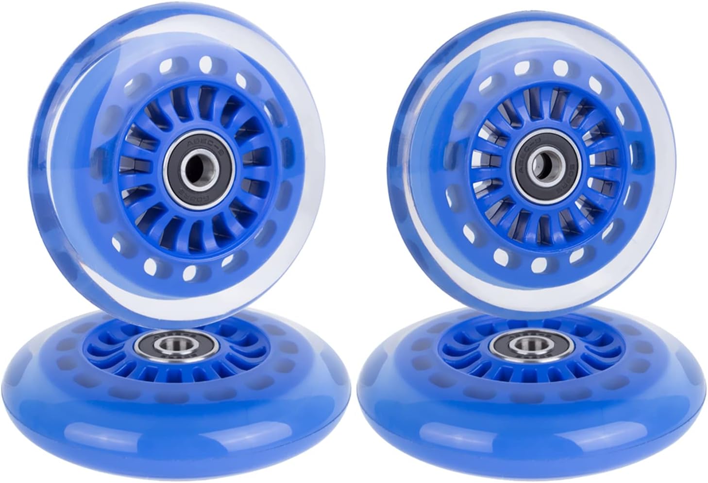 Ride on Swing Twist Wiggle Car Polyurethane Replacement Wheels w/Bearings ABEC-9 (2 Front Wheels with Convex Hub, 2 Rear Wheels with Concave Hub) (BLUE)