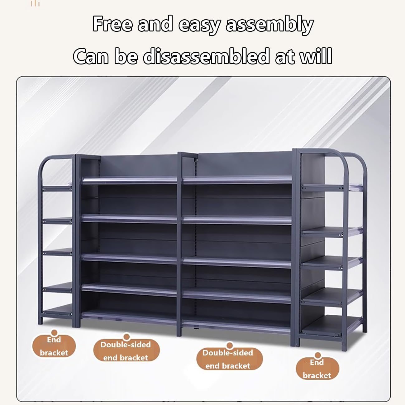 5-Tier Retail Display Racks,Supermarket Racks Display Stand,Floor Standing Potato Chip Shelf,Carbon Steel Metal Frame,Double Row Hole Columns,for Pantry Kitchen Home Theater.(90 * 80 * 130cm)