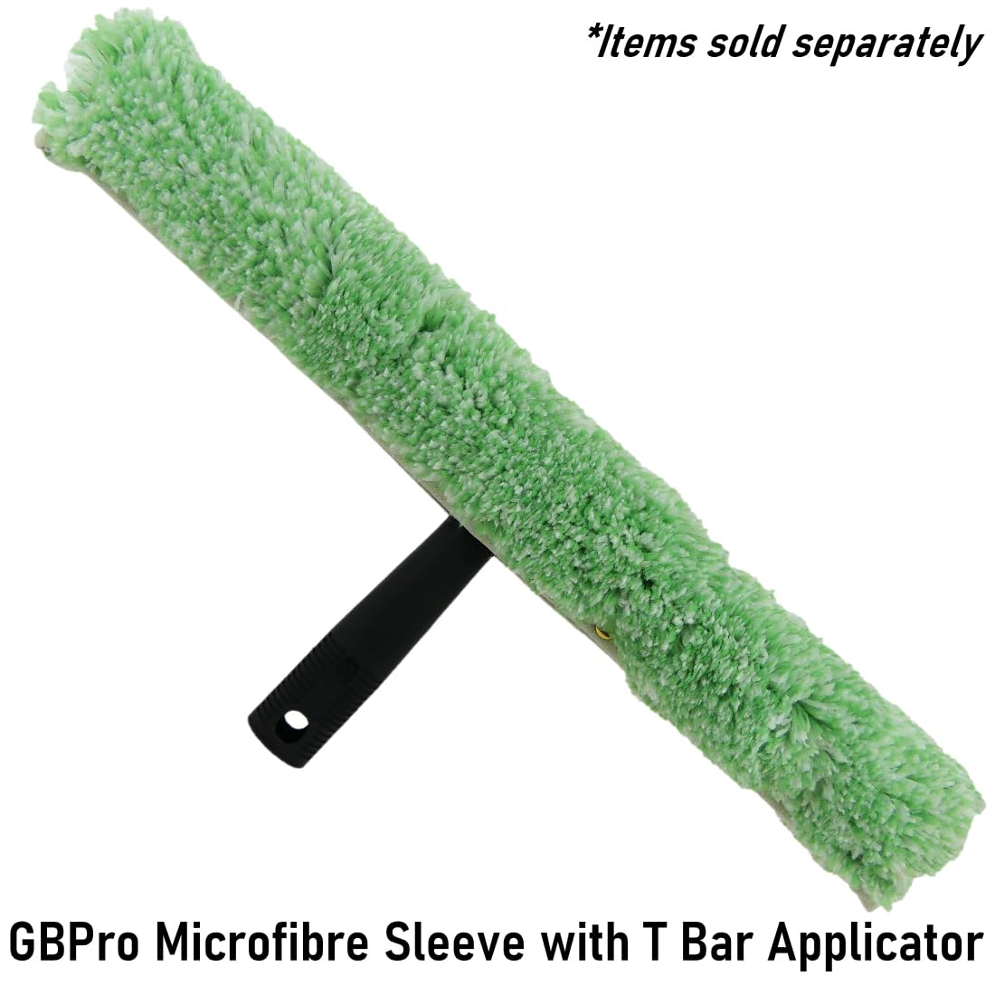 GBPro Limpiacristales profesional de acero inoxidable de 45 cm + barra en T y funda de lavado de microfibra de vidrio - Equipo de limpieza de ventanas