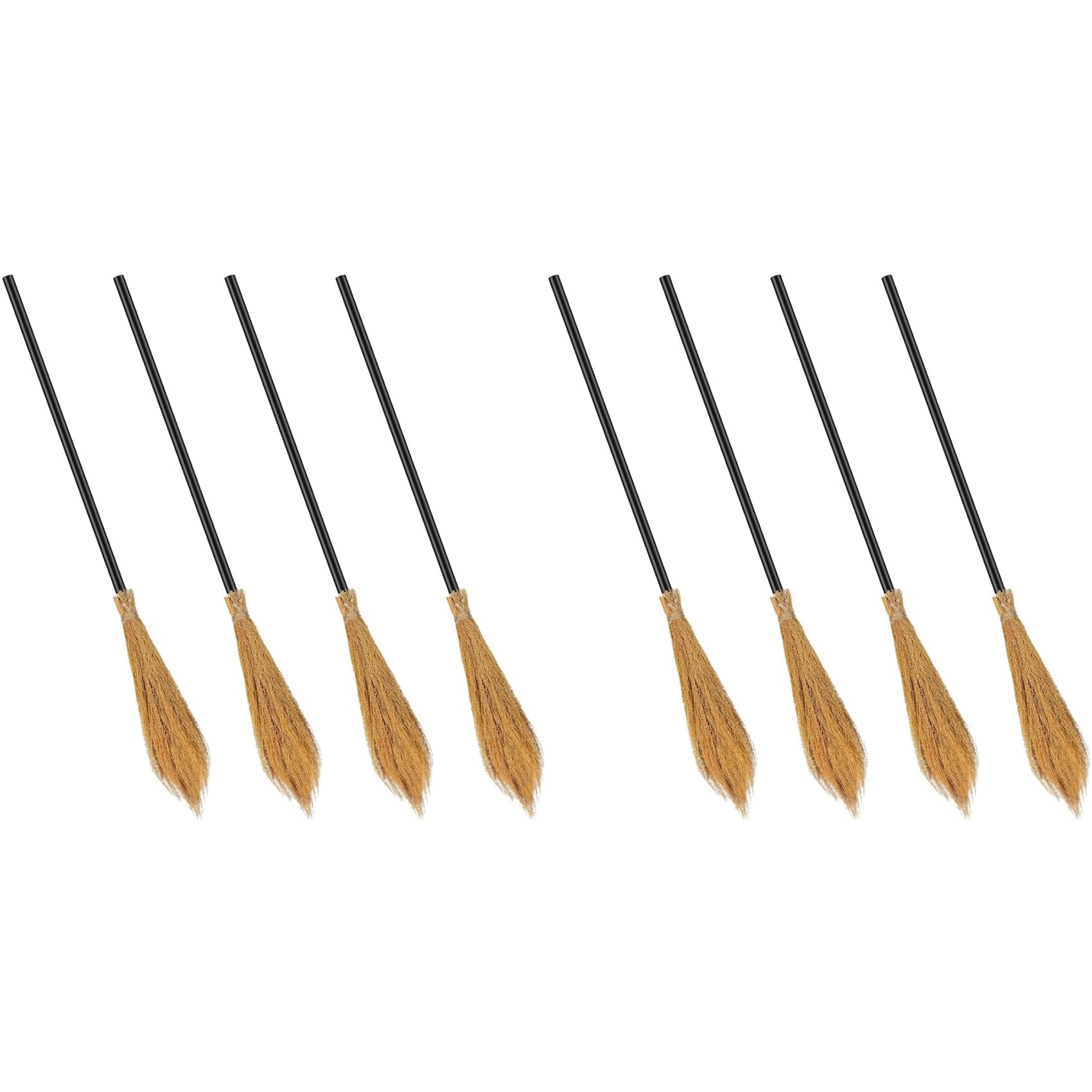Vjsujehgy 8 Pieces Halloween Witch Broom Plastic Witch Broomstick Cosplay Broom Props Wizard Flying Stick Halloween Plastic Broom