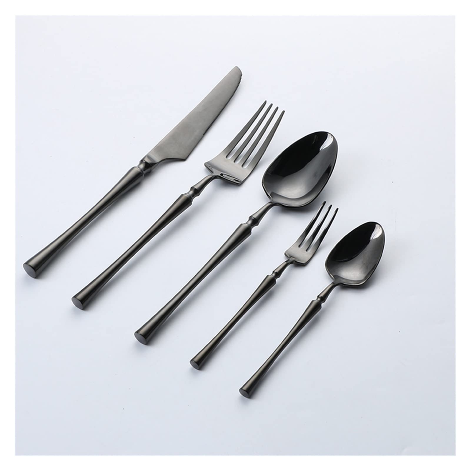 Générique Ensemble De Couverts en Acier Inoxydable, Couteau, Fourchette Et Cuillère 5 Pièces, Finition Miroir, Durable, Adapté Aux Fêtes Et Aux Mariages, Couverts De Camping Et De Voyage