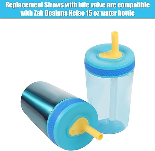 Miniatura 3 de 4 popotes de repuesto con válvula de mordida para Zak Designs Kelso de 15 onzas, con 1 cepillo de limpieza, reutilizables, para niños, accesorio