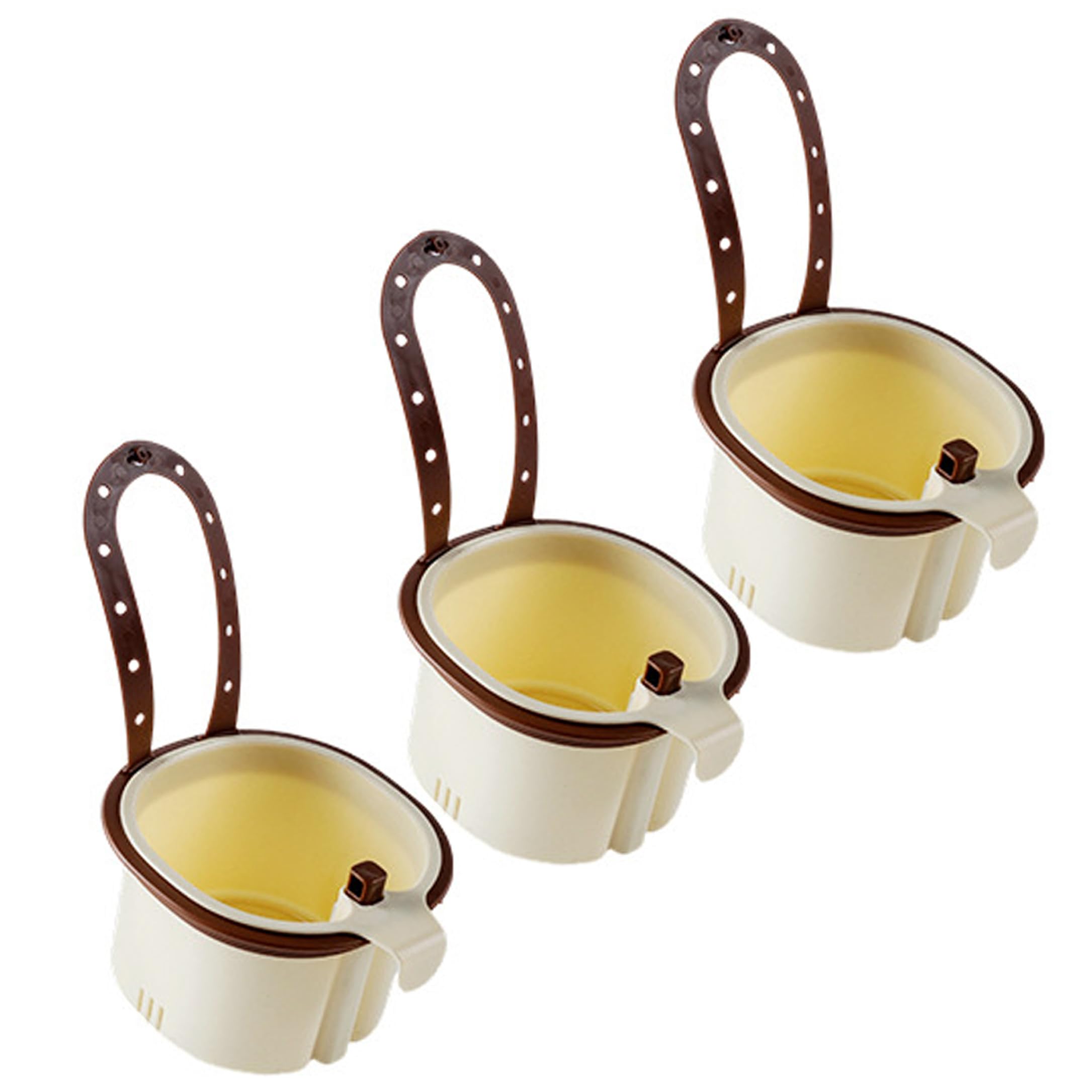 Ameble 3pcs Kitchen Sink Draining Basket, No-drill Hanging Sink Food Catcher, Plastic Kitchen Strainer Basket, Brown